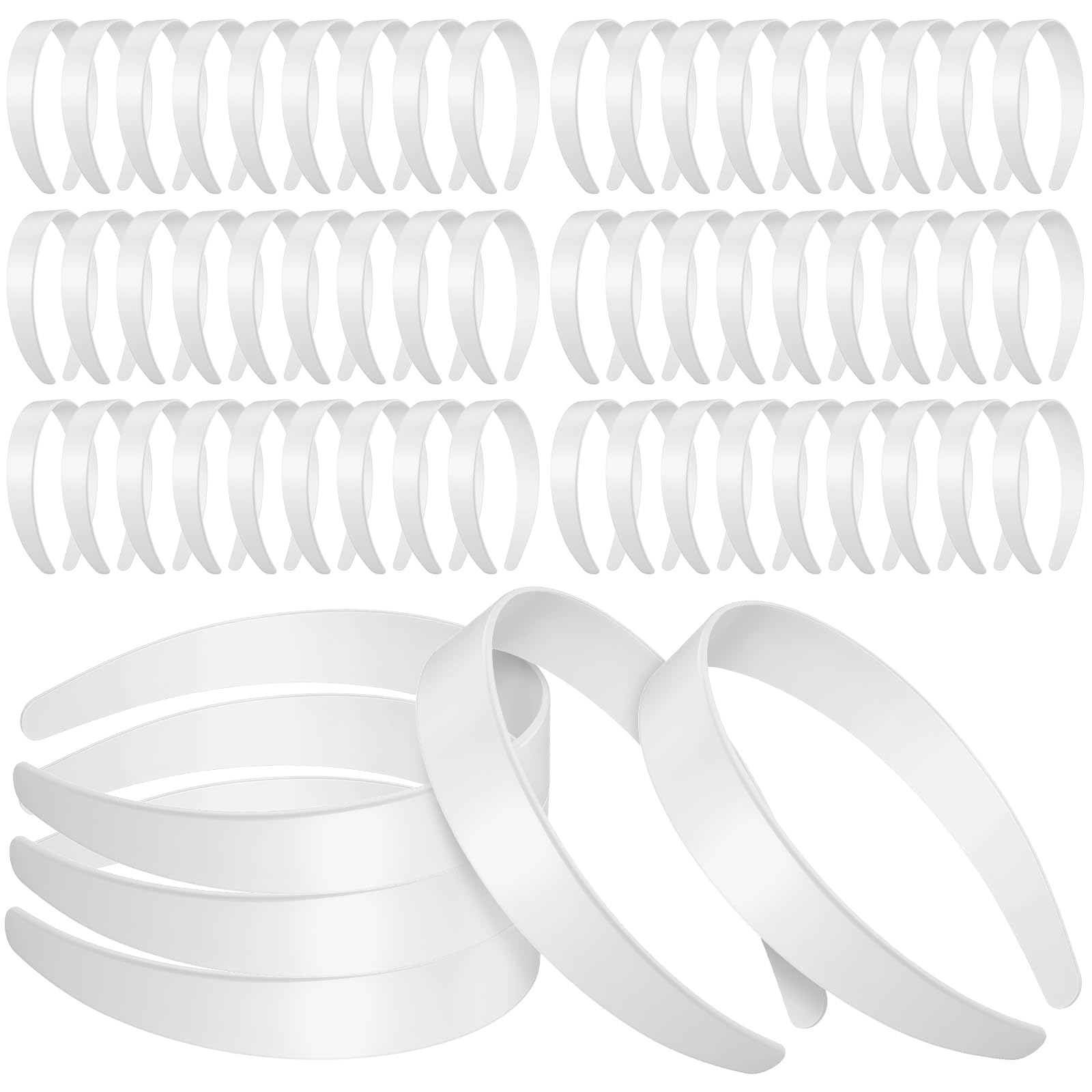 Hotop 100 Pcs Plastic Headbands Bulk 1 Inch Wide Craft No Teeth Plain Headbands DIY Hair Band Accessories for Girls Women (White