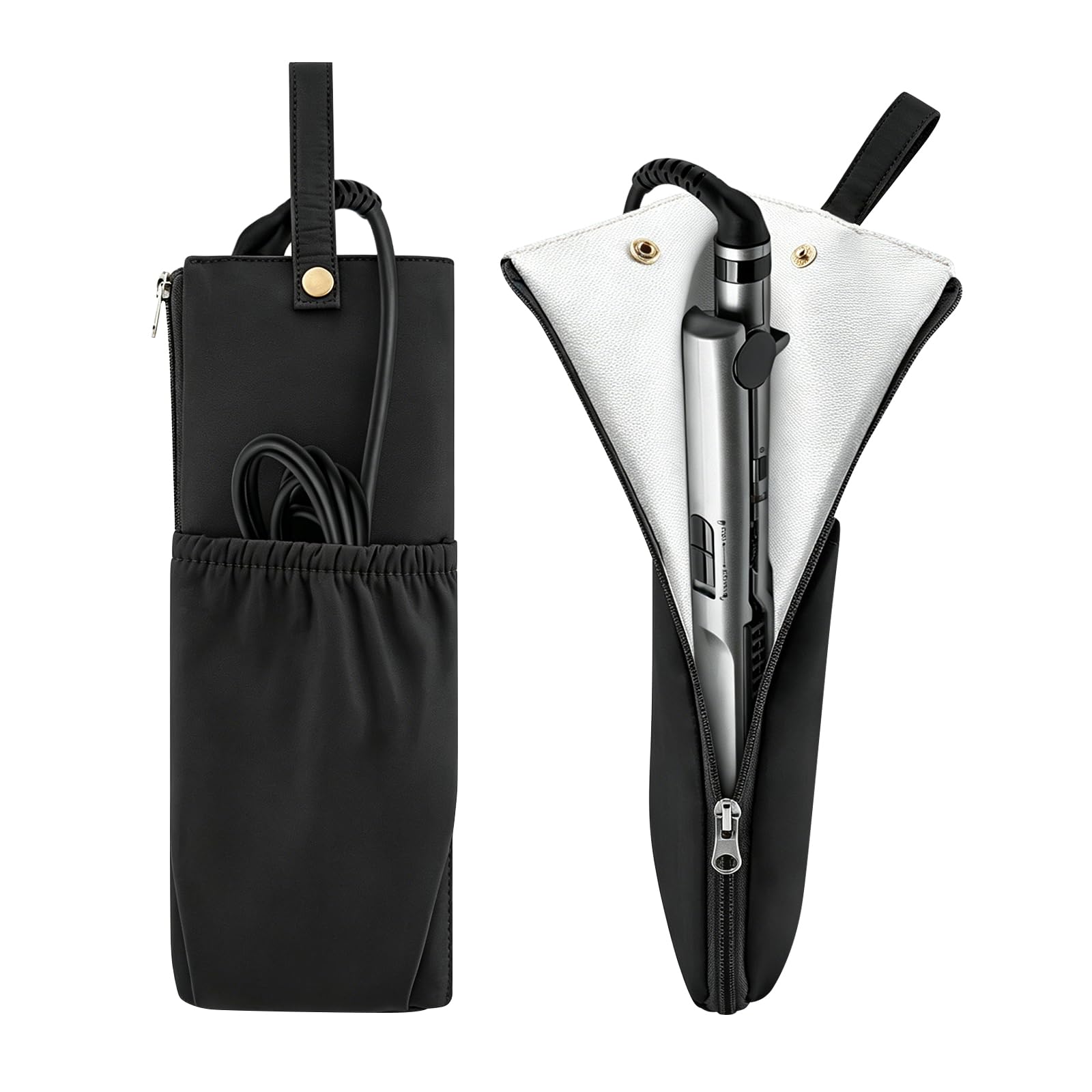 2in1 HeatResistant Hot Tool Travel Bag & Mat, Hanging Storage Pouch for Curling Iron, Flat Iron, Hair Straightener and Stylin