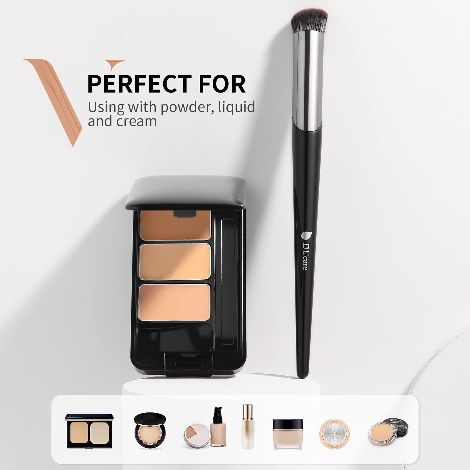Concealer Brush Under Eye Ducare Angled Small Nose Contour Brush, Mini Thin Slanted Foundation Dark Circles Puffiness, Puffy Fac