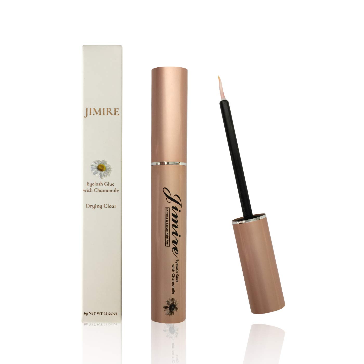 JIMIRE Eyelash Glue Clear | Secure Hold for False Eyelashes | Latex-Free Eyelash Adhesive with Chamomile Suitable for Sensitive 