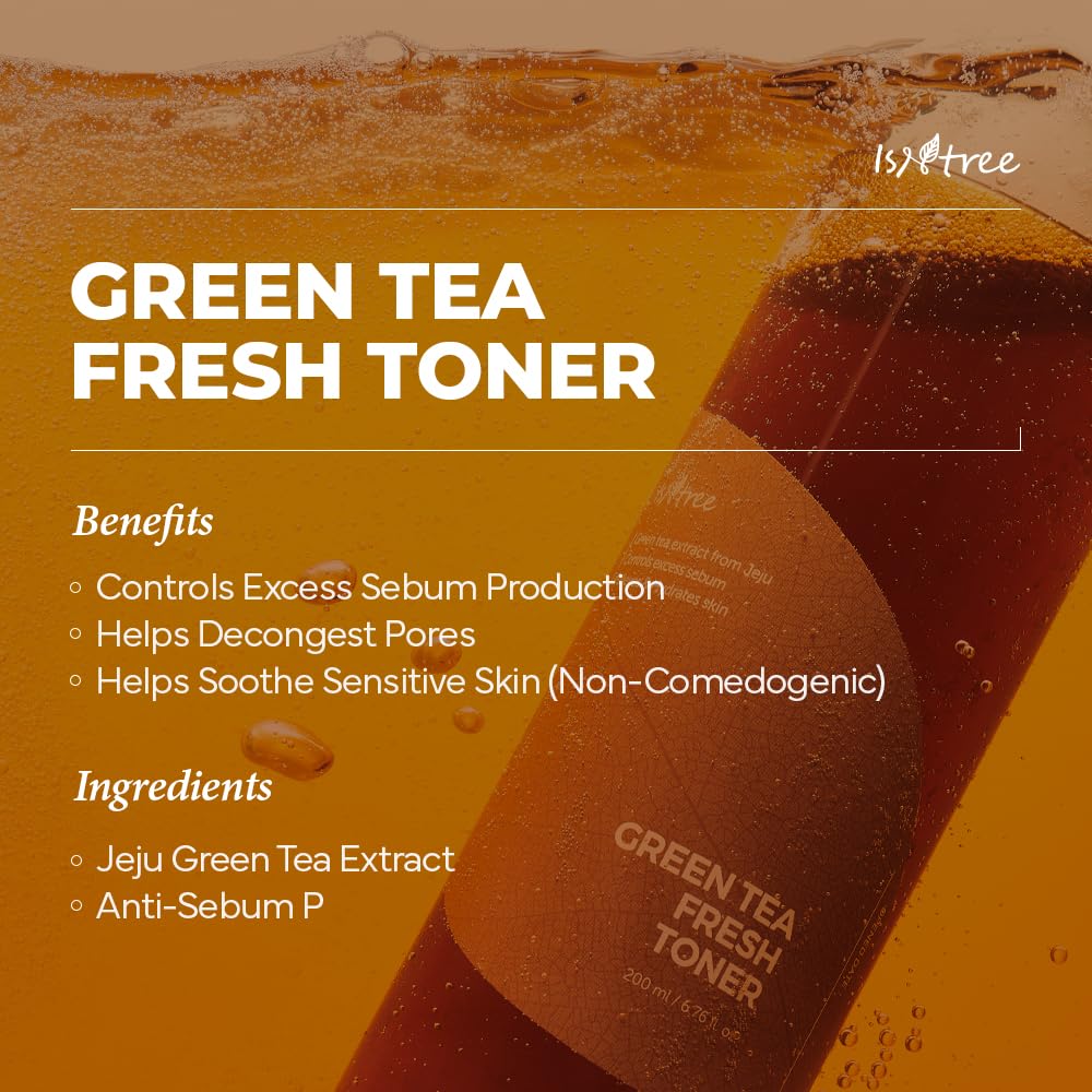 Isntree Green Tea Fresh Toner 200Ml, 6.76 Fl.Oz | Pore & Sebum Care | Ph Balancing | Soothing & Hydrating | For Sensitive, Oily,