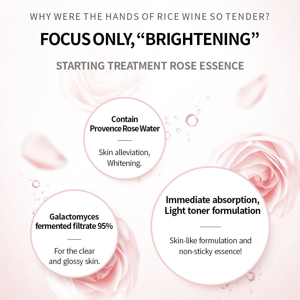 Secretkey Starting Treatment Essence Rose Edition, Nourishment & Hydration, Skin Soothing, Skin-Texture Care, 94% Of Galactomyce
