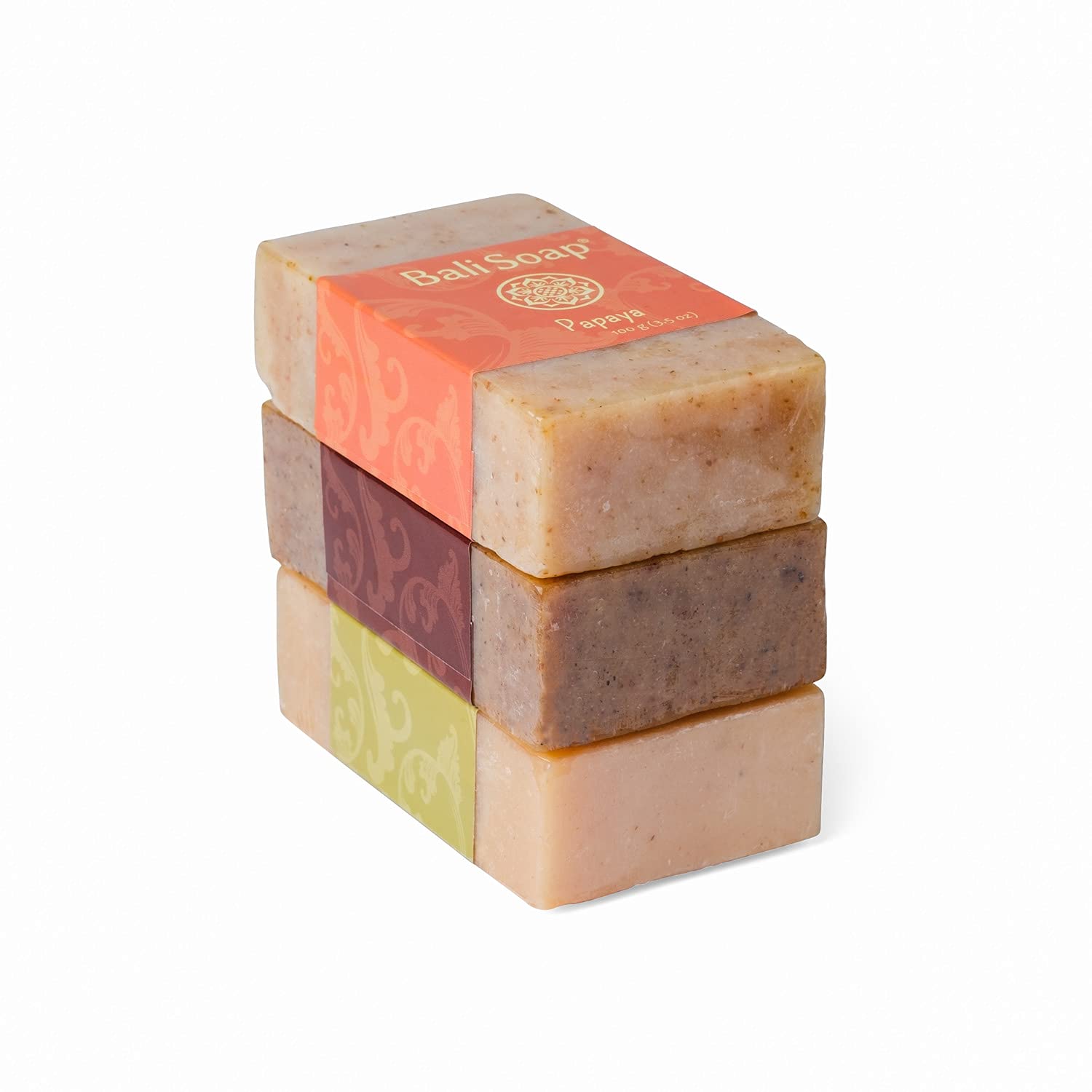 Bali Soap - Natural Soap Bar Gift Set, 3 pc Variety Pack, Papaya - Cinnamon - Lemongrass, Face or Body Soap, Best for All Skin T