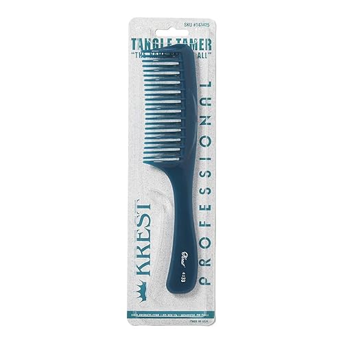 Krest Teal Tangle Tamer Curved Tooth Comb - 1 Count, Teal Color, Perfect for Detangling Hair