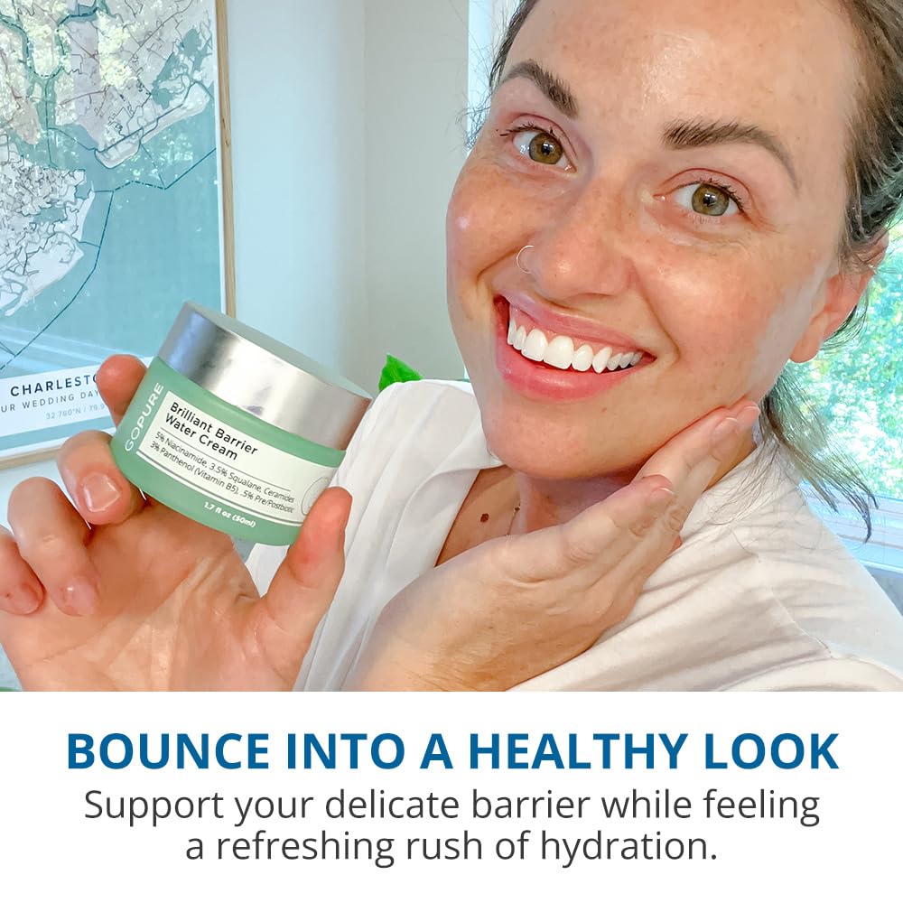 goPure Brilliant Barrier Water Cream - Hydrating Niacinamide & Ceramides, 1.7 Fl Oz - Skin Barrier Support & Moisturizing Sleeping Mask
