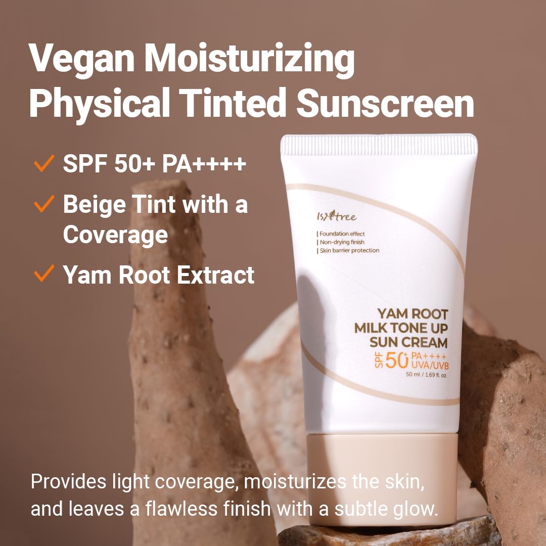 Isntree Yam Root Milk Tone Up Sun Cream 50Ml, 1.69 Fl Oz | Moisturizing Tinted Spf50+ Pa++++ | Natural Coverage | Vegan Skincare