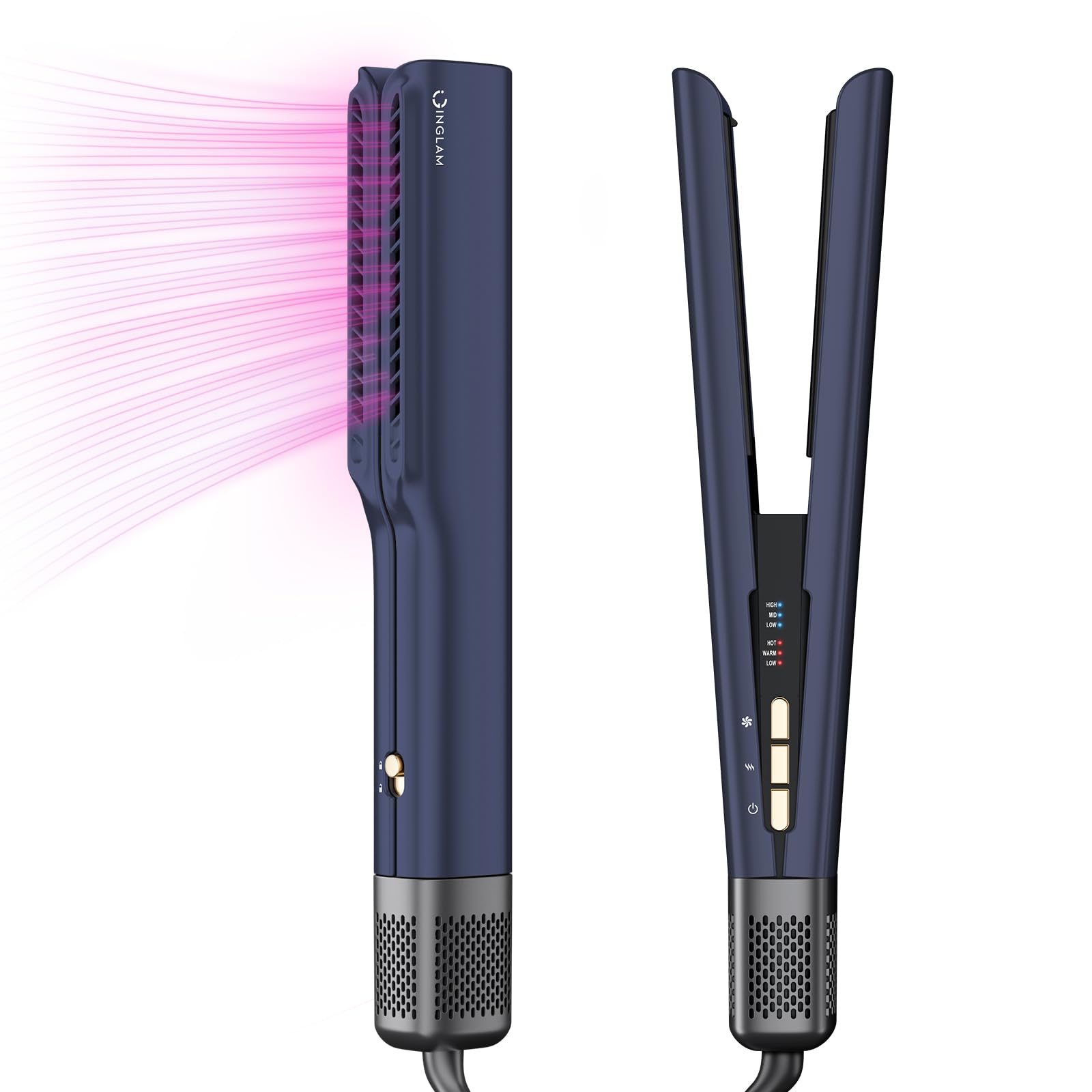 IG INGLAM Air Straight, Style from Wet Hair, 200M Ionic Hair Dryer Straightener for Medium Long Hair(14   -30   ), Straightener 