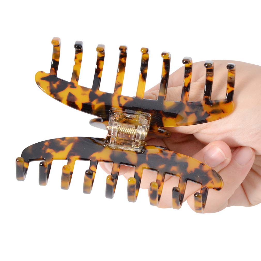 Big Claw Hair Clips 3.8 Inch Tortoise Banana Hair Clips For Women Girls Thin Hair French Design Celluloid Leopard Print Strong H
