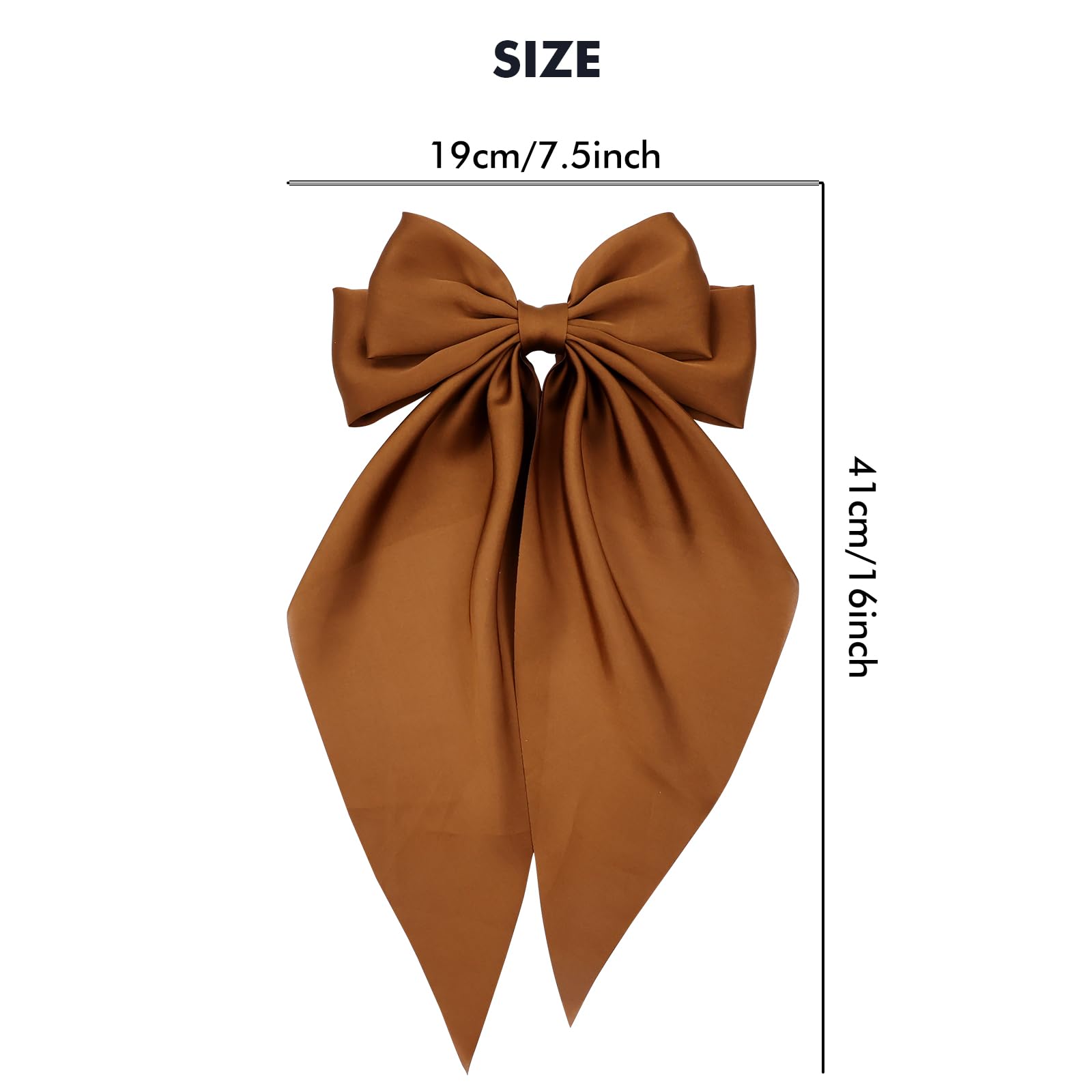 Cinaci 4 Pieces Large Big Oversized Satin Hair Bows With Long Tail Bow French Barrettes Hair Clips Accessories For Women Girls T