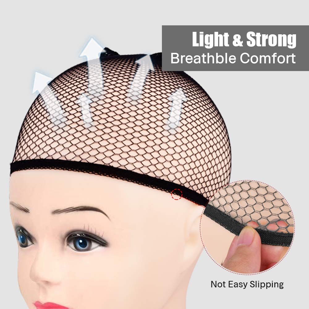 Morgles Wig Cap, 6Pcs Hair Net For Wig Closed End Mesh Net Wig Caps Mesh Wig Cap For Women (Brown,Beige,Black)