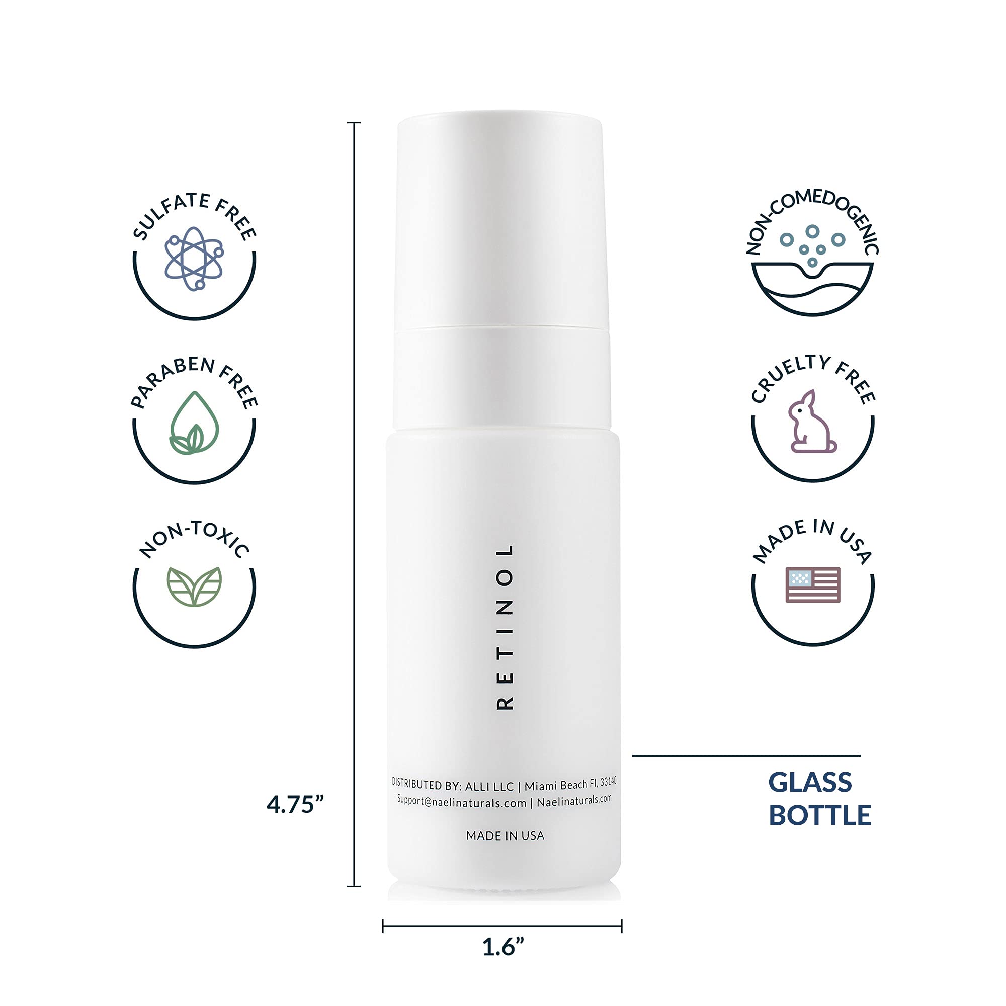 Retinoid Cream - 4.25% Retinol Night Moisturizer for Face & Neck with Collagen, Peptides & Hyaluronic Acid - Anti Aging Wrinkle