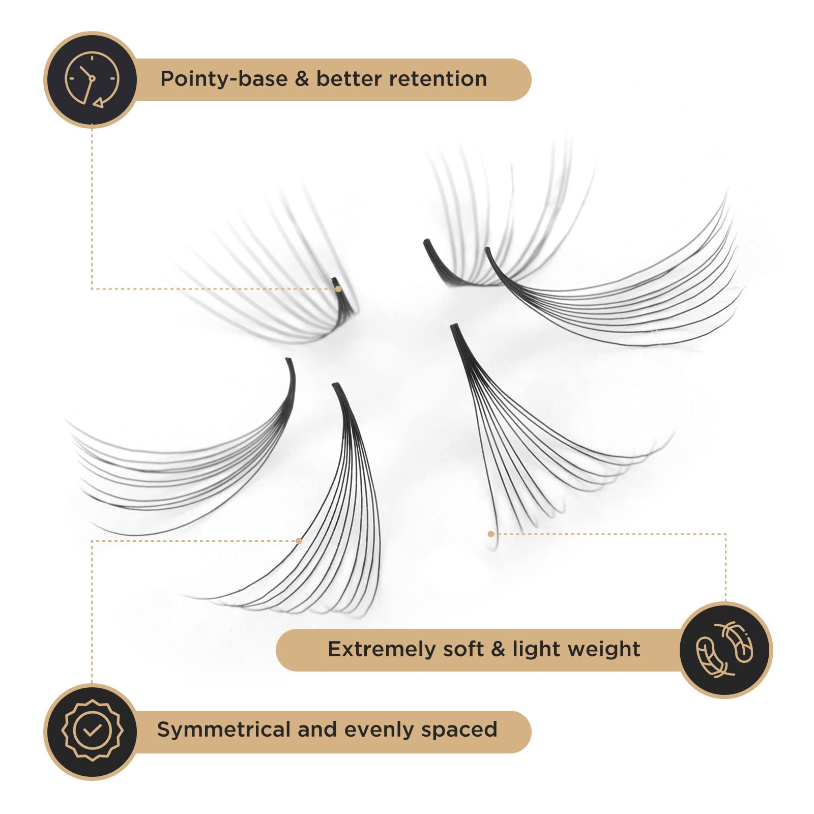 LASHVIEW 1000 Premade Volume Eyelash Extensions Mixed Tray 10D D Curl Premade Lash Fans Pointed Handmade Thin Base (10D-0.07D,9-