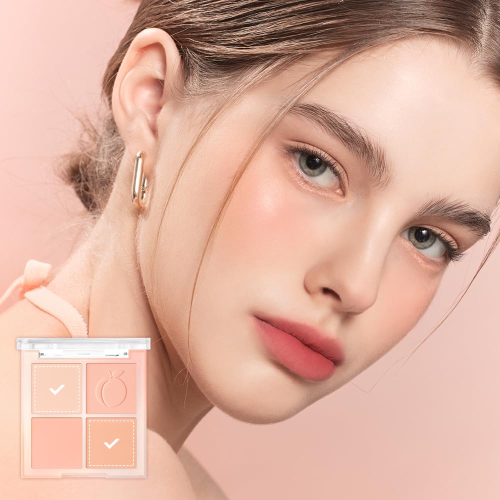 Dasique Blending Mood Cheek #03 Peach Blending L Vegan, Cruelty-Free L 4 Blendable Shades In Lightweight, Long-Lasting, Smooth P