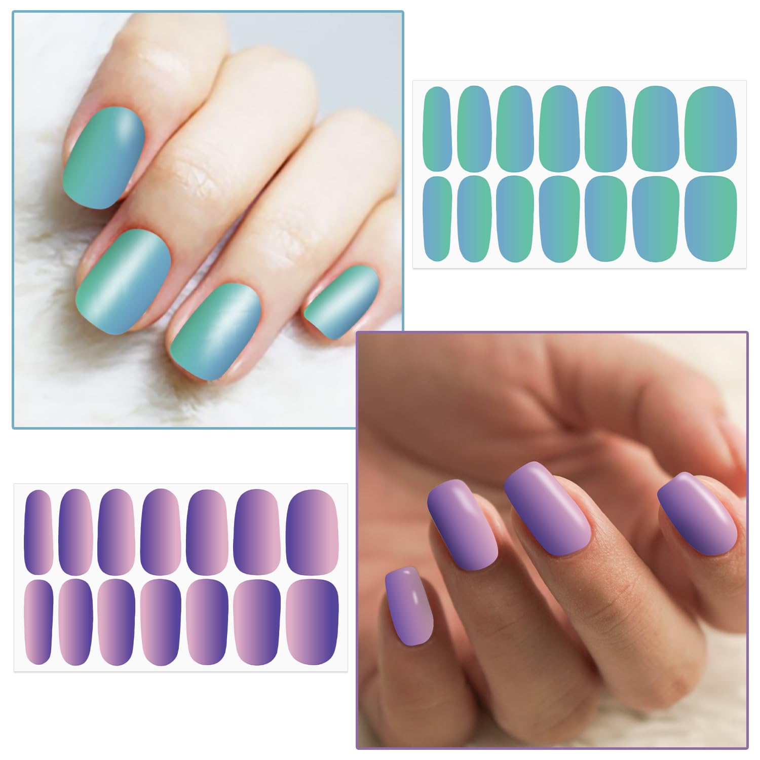 Wokoto 20 Sheets 280 Pieces 3D Solid Gradient Nail Polish Strips For Women Cat Eye Design Nail Art Gel Stickers Wraps Gel Nail S