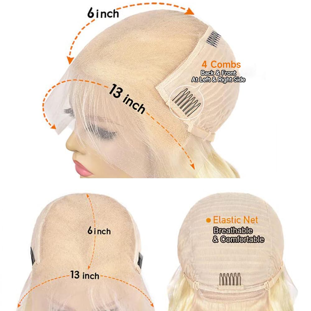 Lotulo 613 Lace Front Wig Human Hair 13X6 Transparent Lace, 613 Body Wave Lace Front Wig Human Hair, 180% Density Lace Front Wig