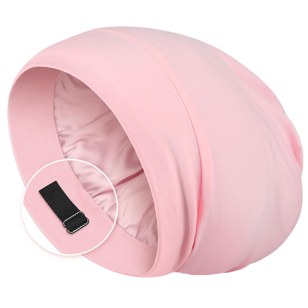 Zenssia Satin Lined Hair Bonnet for Sleeping, Sleep Cap for Women and Men with Adjustable Strap, Stay On All Night Hair Wrap, Pi