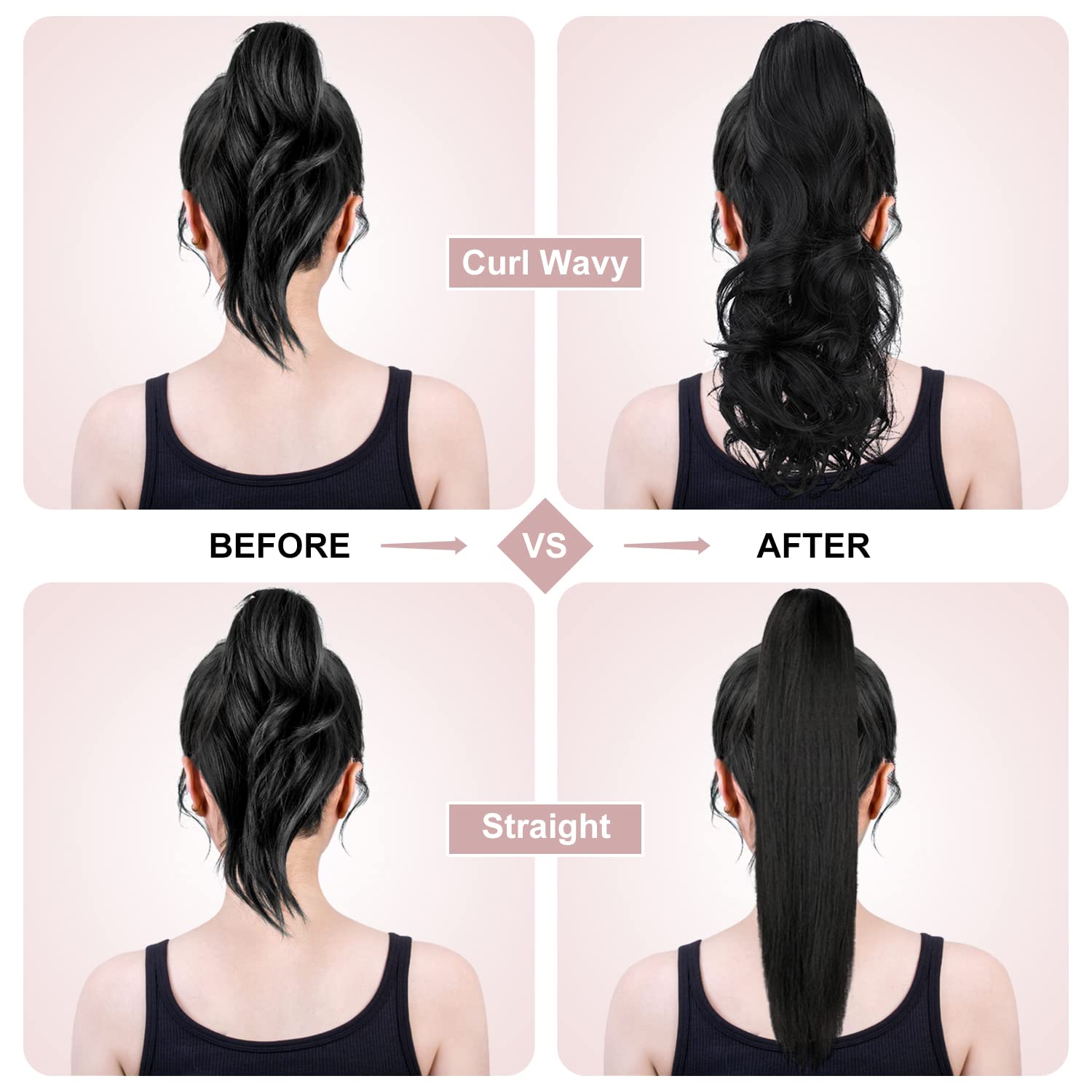 Mitrygreen Claw Clip Ponytail Extension 18'' Clip In Wavy Ponytail Hair Extensions Long Pony Tails For Women Extensions Bleach B