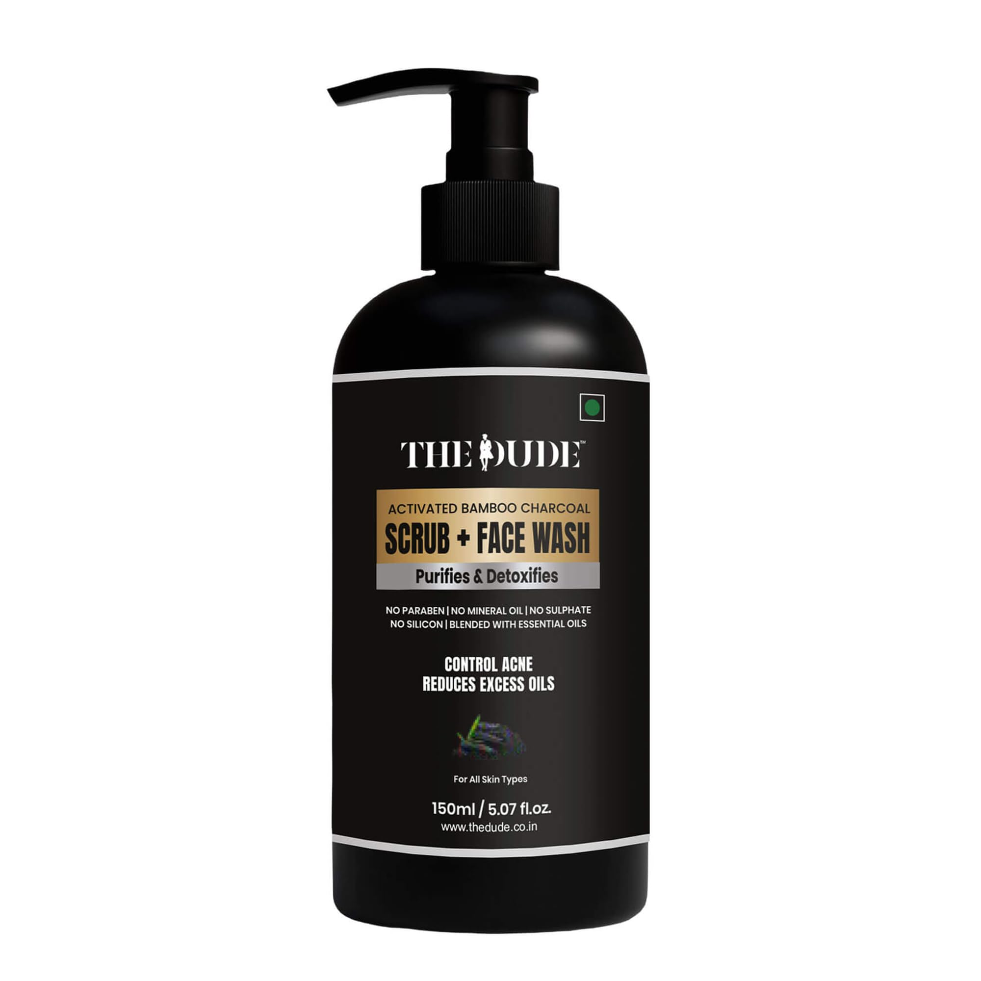 The Dude Activated Bamboo Charcoal Scrub + Face Wash For Men 150 Ml | Deep Cleansing Face Wash With Natural Exfoliating Scrub | 