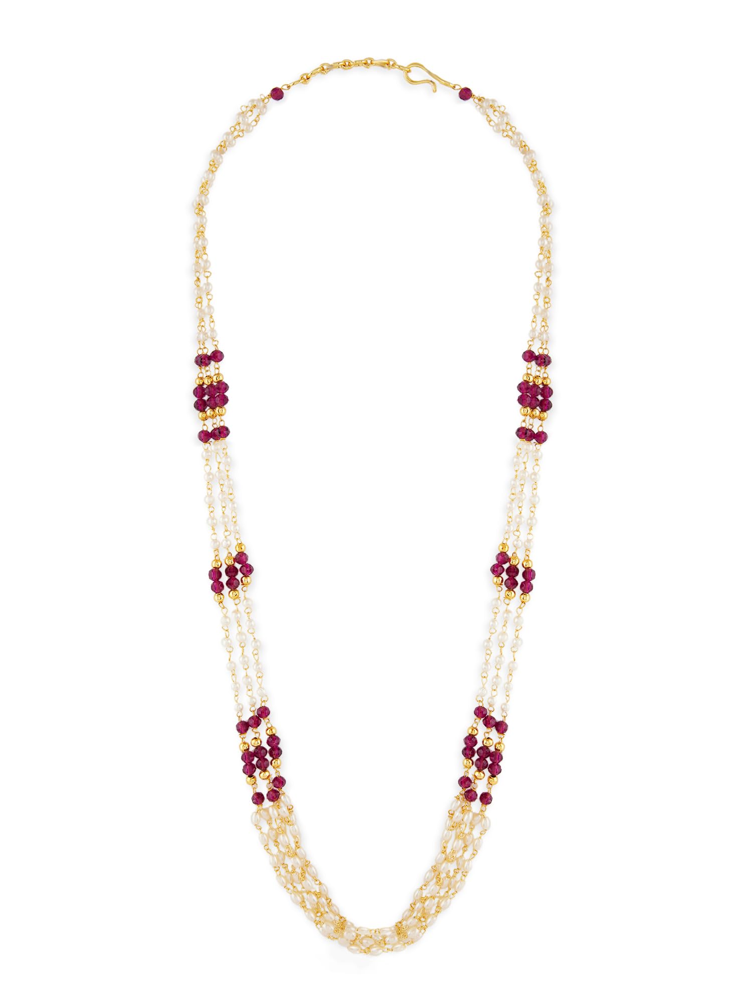 Ami Purple Beads And Pearls Multistrand Fusion Wear Necklace For WomenZpfk19355