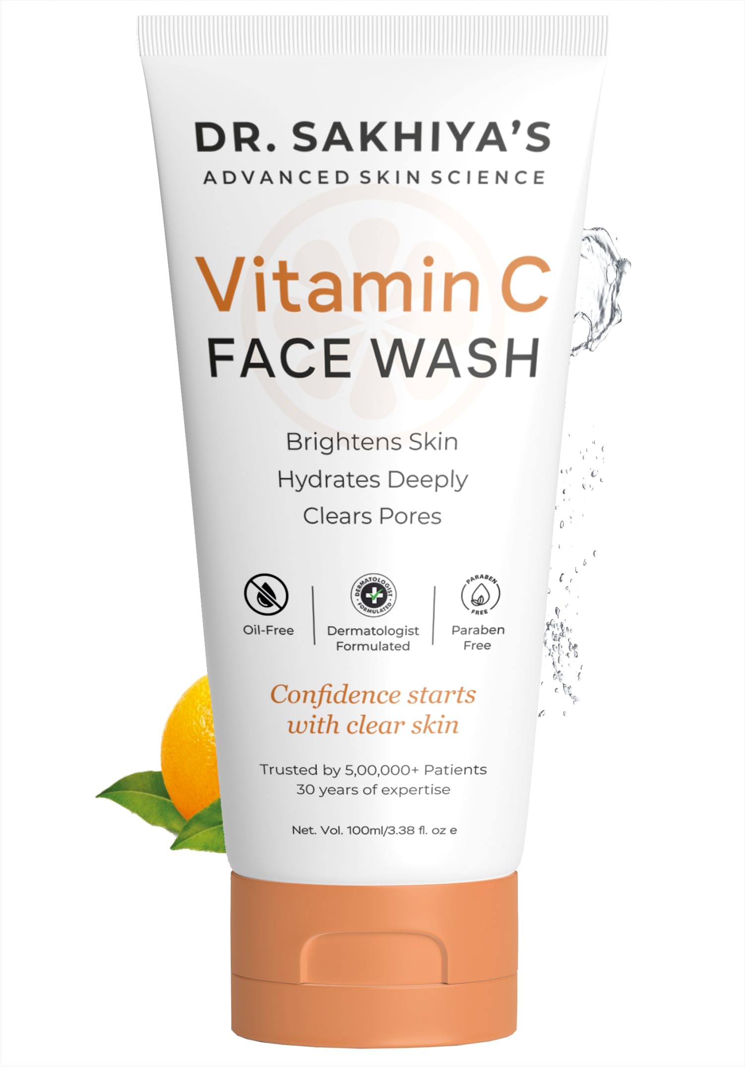 Dr. SakhiyaS Vitamin C Face Wash With Glycerin & Witch Hazel - 100Ml | Brightening & Hydrating Deep Cleanser For All Skin Types