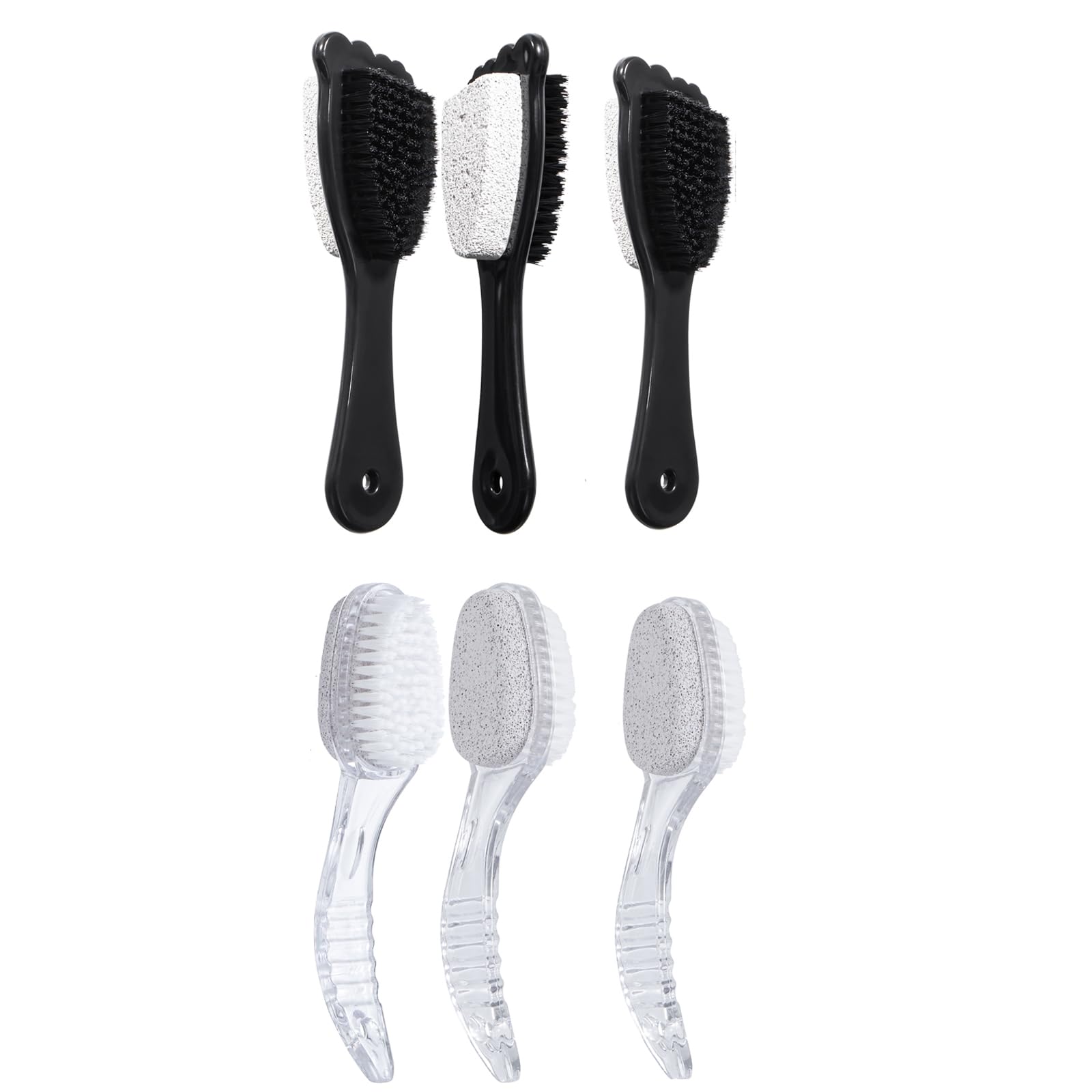6 Packs Foot Pumice Stone Brush Callus Remover, Beomeen 2 in 1 Foot Shower Pedicure Scrubber with Handle, Foot File with Dense B