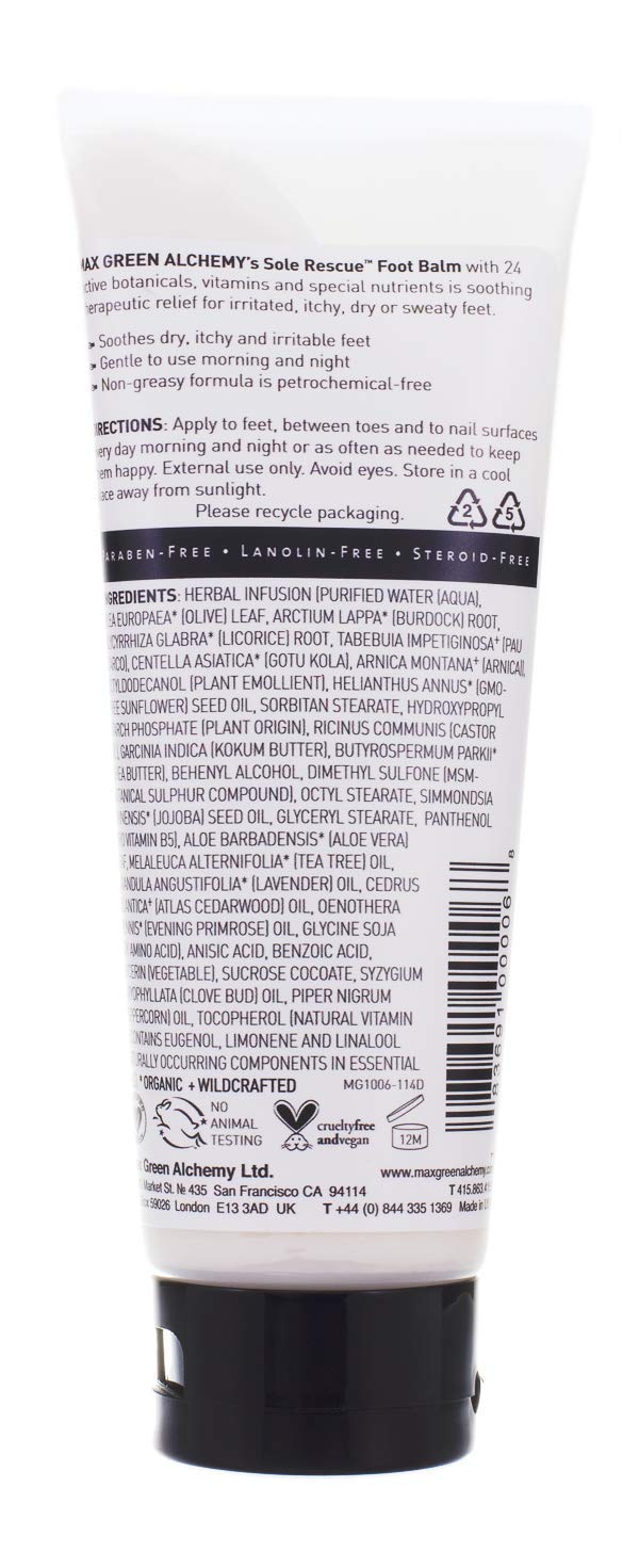 Mga Vegan Foot Balm - Sole Rescue Organic Formula Soothes & Moisturizes Dry, Itchy & Sore Feet | Foot Cream With Essential Oils