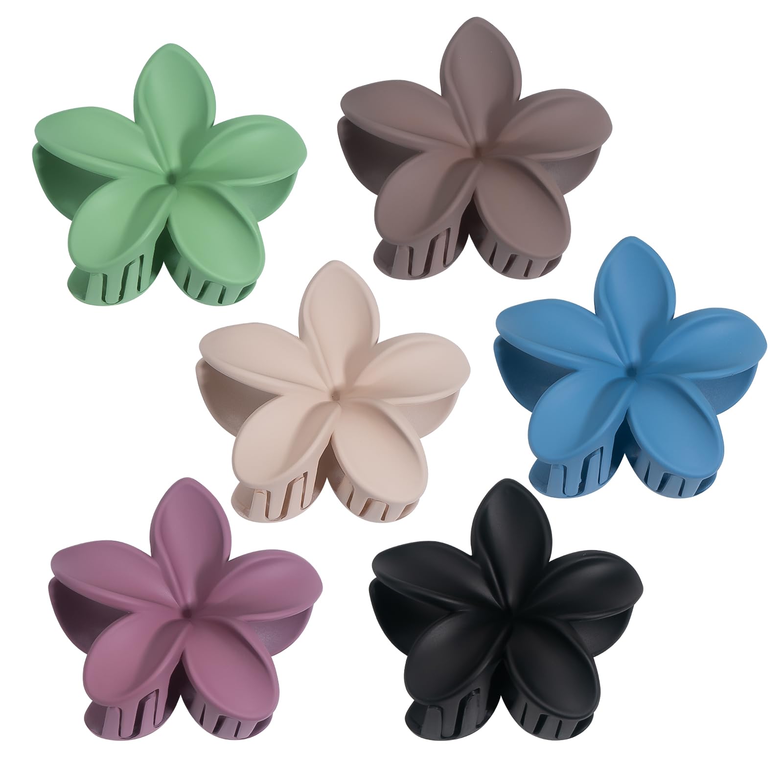 Kivzex Hawaiian Flower Hair Claw Clip for Women Girls 6 PCS Large Plumeria Flower Hair Clips for Thick Thin Hair Hawaii Hair Acc
