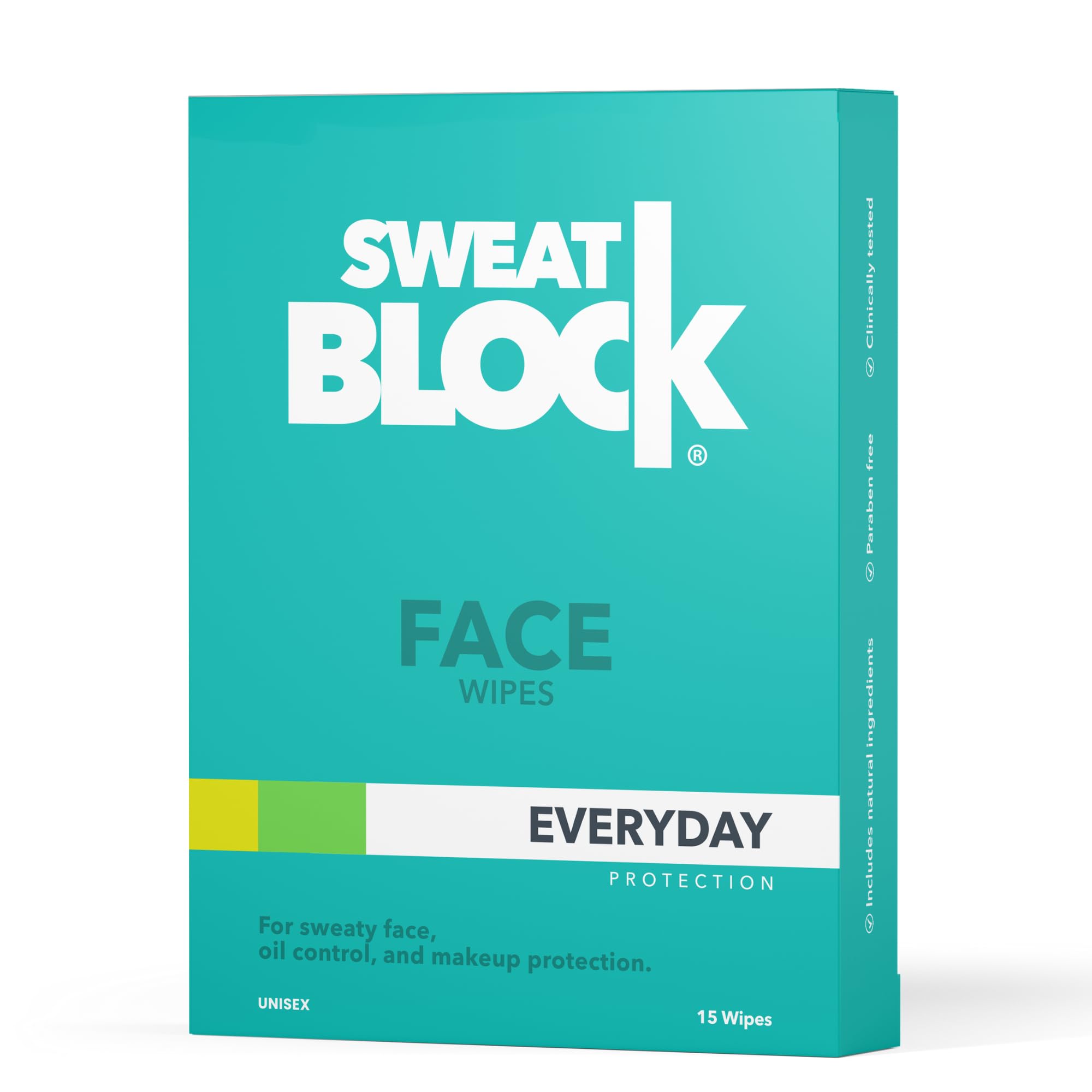SweatBlock Antiperspirant Face Wipes for Men & Women - 15 Count - Helps Control Oily Skin, Reduce Shine & Facial Perspiration - 