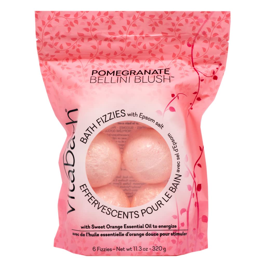 Vitabath Pomegranate Bellini Blush Bath Fizzies With Epsom Salt Relax Nourish Unwind Body & Mind Calming Aromatherapy For Muscle