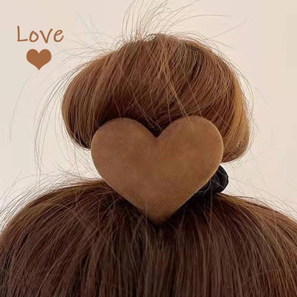 AIUPUOC Valentine Khaki Velvet Heart Hair Ties for Women Heart Hair Scrunchies Korean Hair Rope Headwear Elastic Rubber Hair Ban