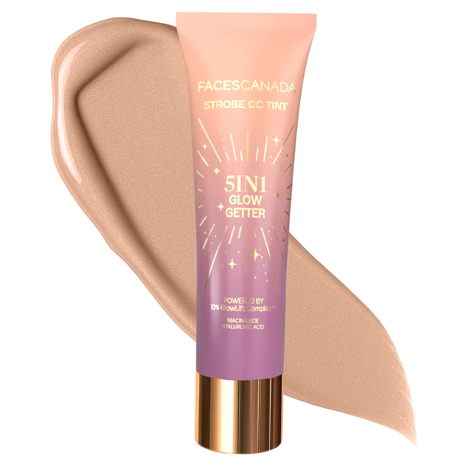 Faces Canada Strobe Cc Tint - Sunset Glaze 02, 27Ml | 5-In-1 Serum + Moisturizer + Primer + Bb/Cc Cream + Strobe Cream | Lightwe
