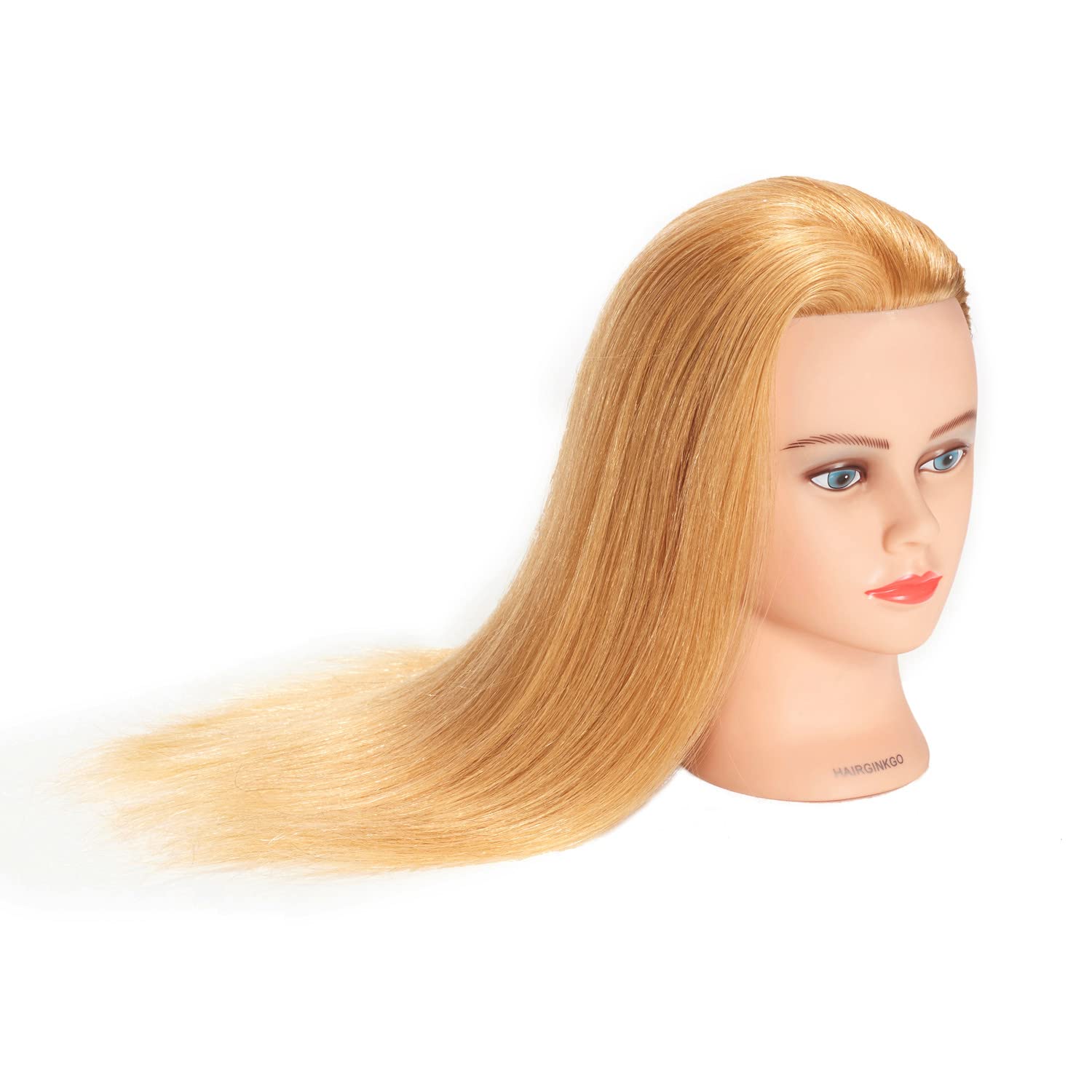 Hairginkgo Mannequin Head 20''-22'' 100% Human Hair Manikin Head Hairdresser Training Head Cosmetology Doll Head For Styling Dye
