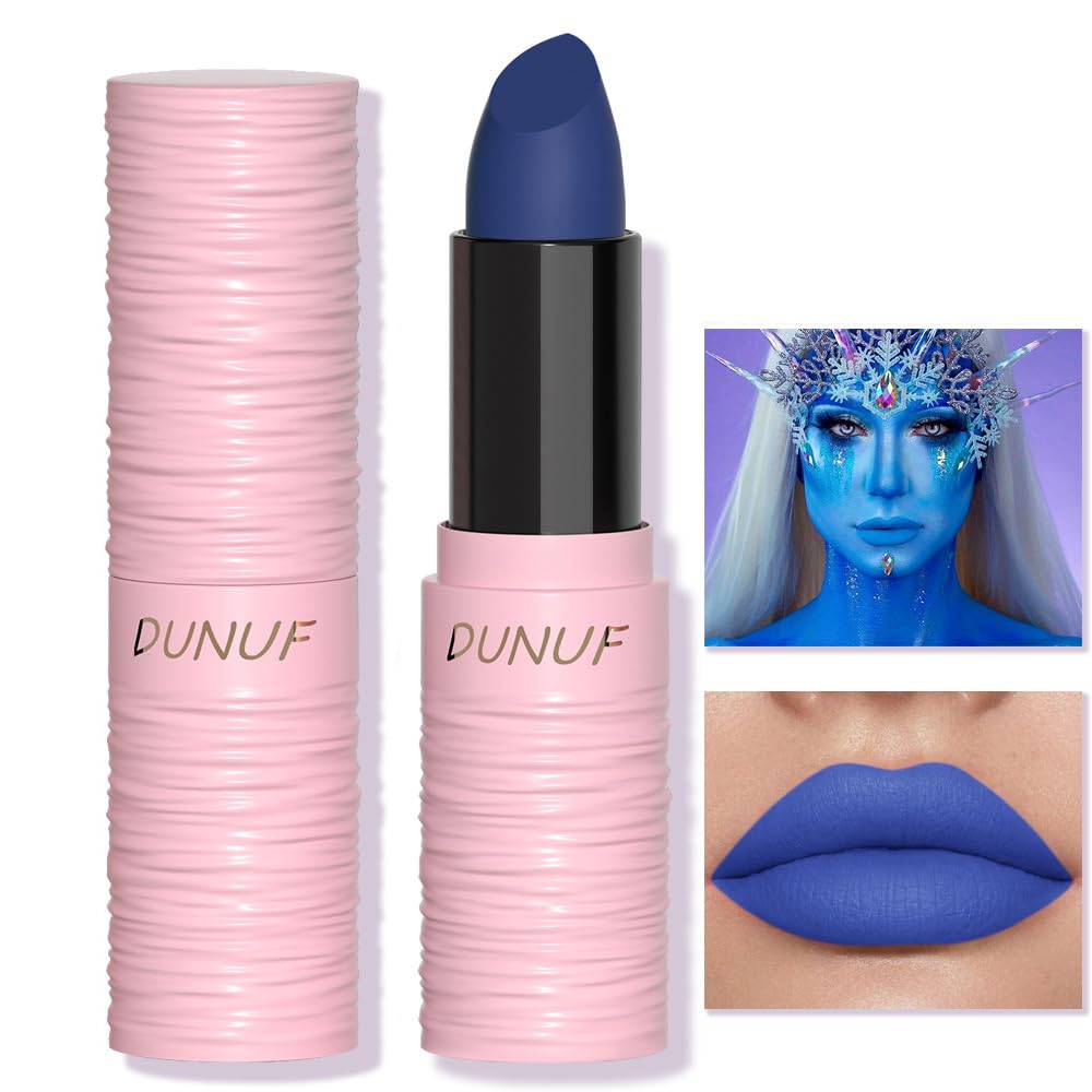 Yeweian Halloween Blue Matte Lipstick, Blue Lip Face Body Paint Stick, Cream Eye Black Stick For Baseball, Waterproof Long Lasti