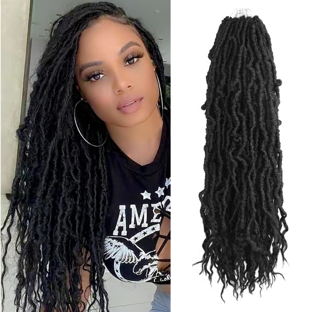 BOHOBABE 24 Inch New Faux Locs With Curly End 6 Packs Soft Locs Crochet Hair 72 Strands Long Natural Crochet Braids (6Packs,2#)