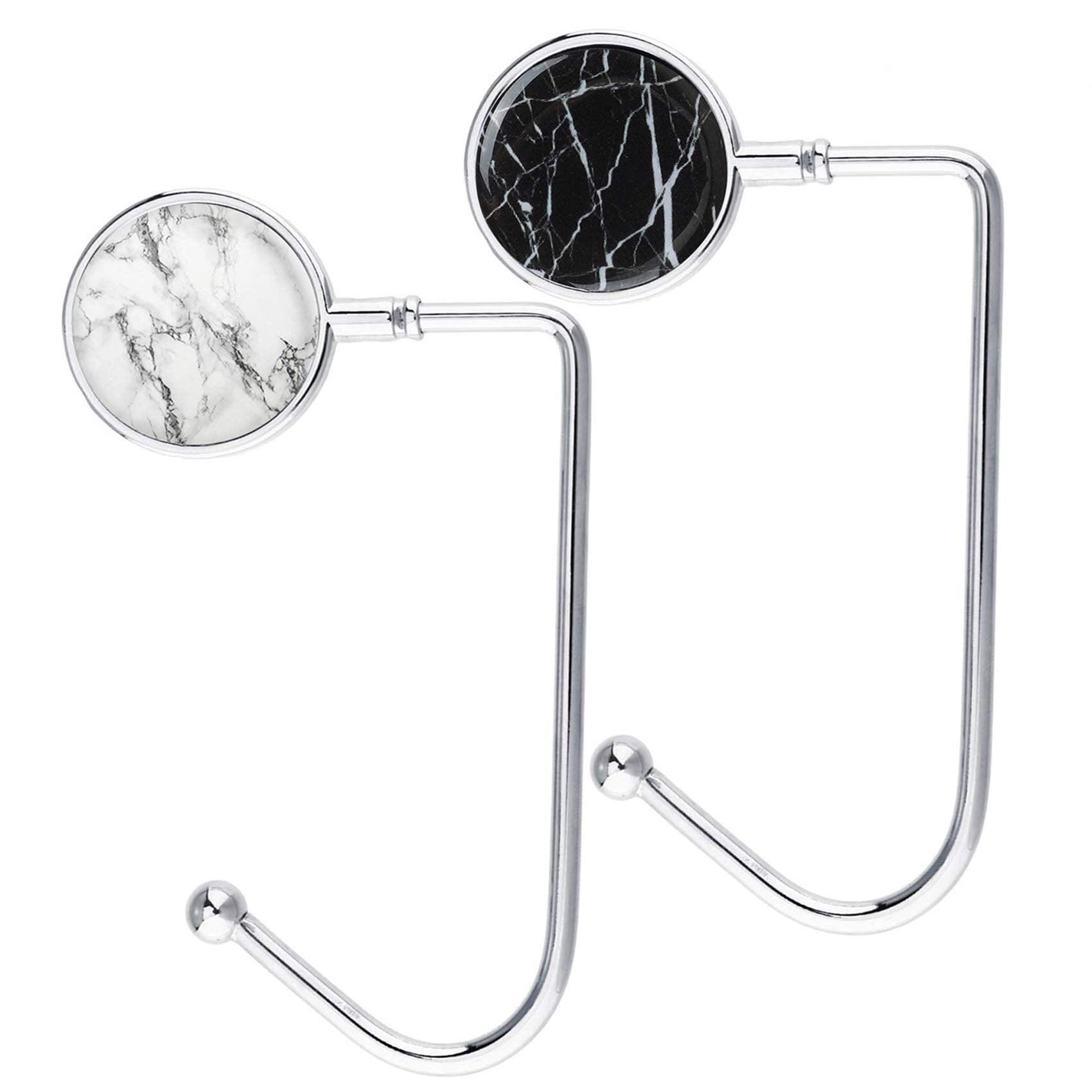 LESHIRY Purse Hook Hanger, Purse Table Hook Holder Bag Hanger, Handbag Storage Decor Table Hook for Women (White+Black Marble Ho