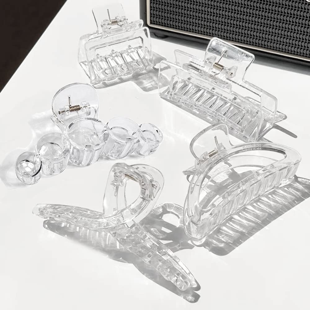 Ahoney 5 Pack Clear Claw Clip Large Hair Clips Jaw Clips for Hair Claws Big Butterfly Banana Clips Hair Accessories for Women St