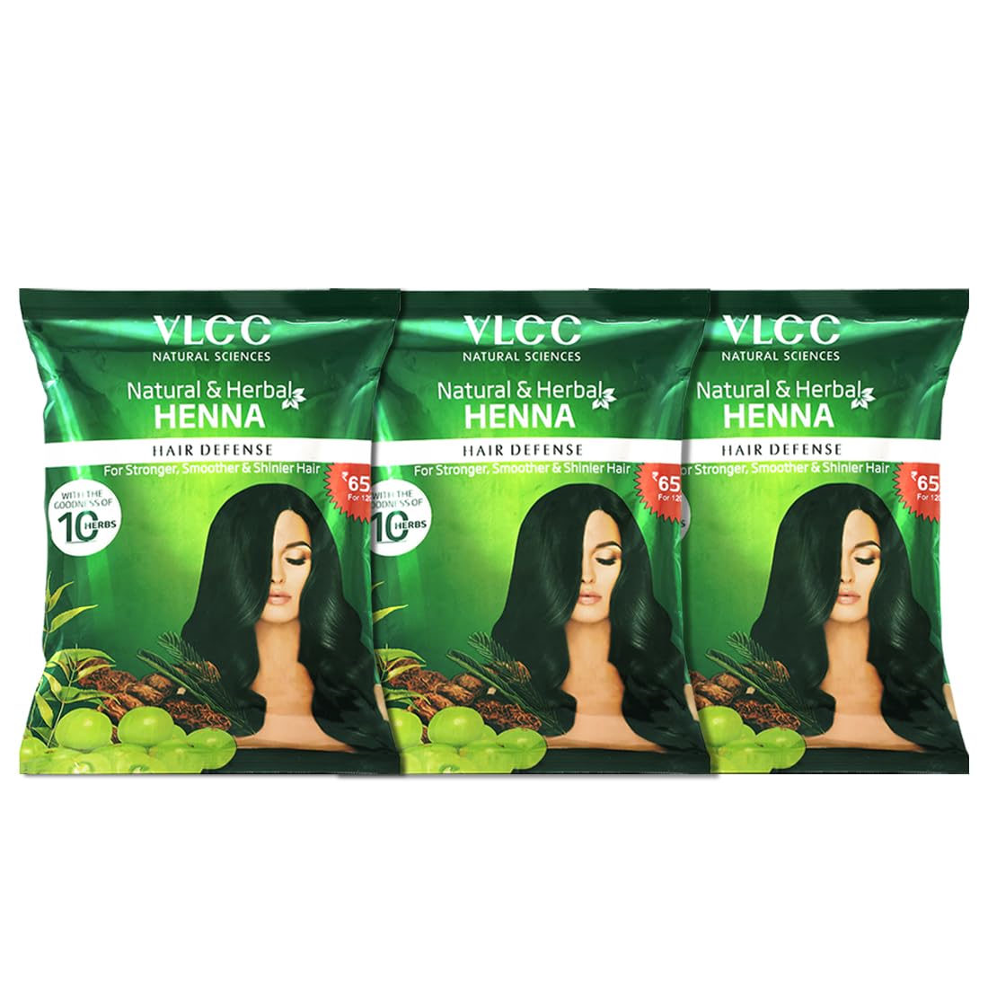 VLCC Henna Hair Color Powder | Herbal Hair Dye for Gray Coverage & Root Touch-Up | Provides Stronger, Smoother & Shinier Hair | 