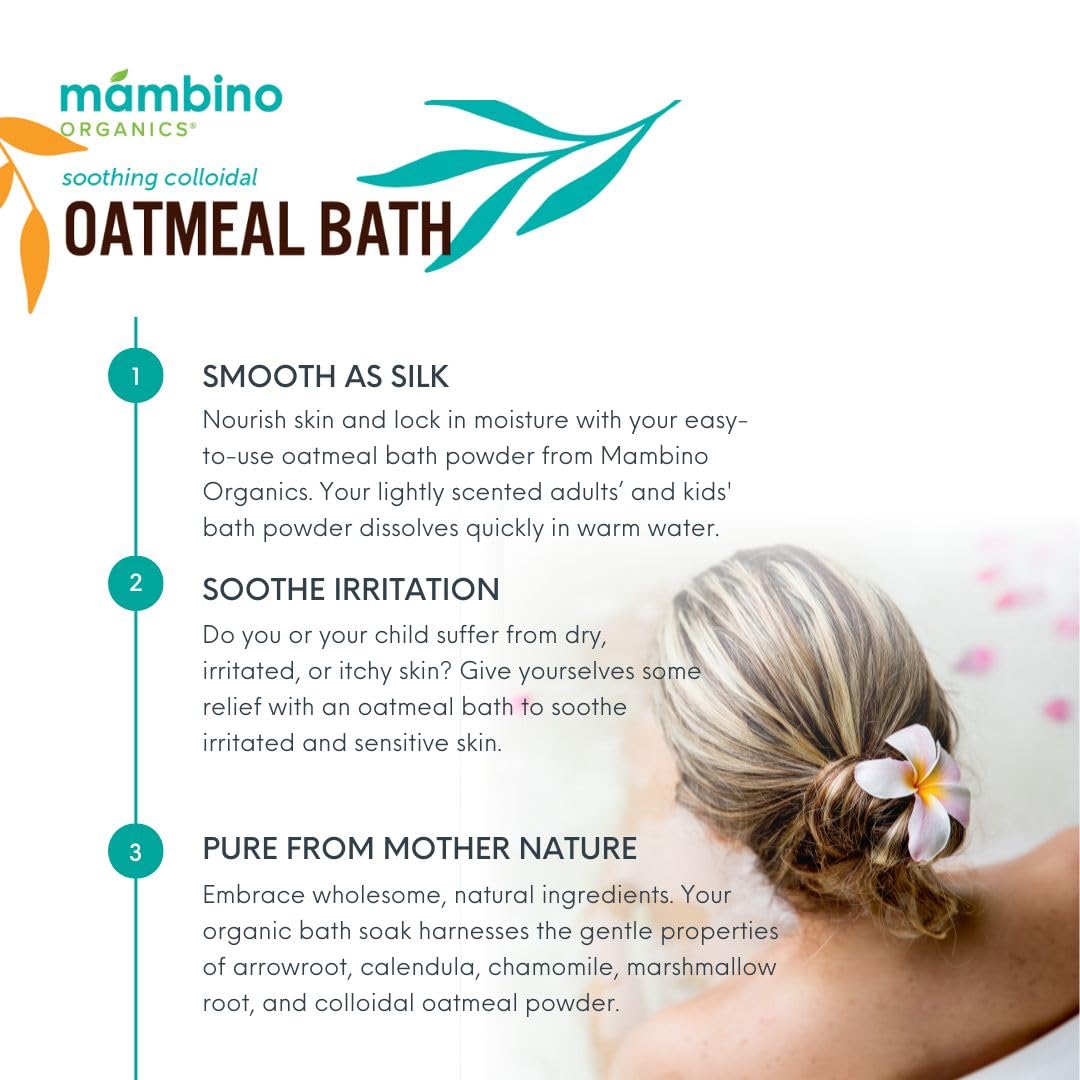 Organic Ultra-Sensitive Skin Calming Set - Natural Colloidal Oatmeal Bath Powder And Soothing Oil - All Natural Fragrance Free W