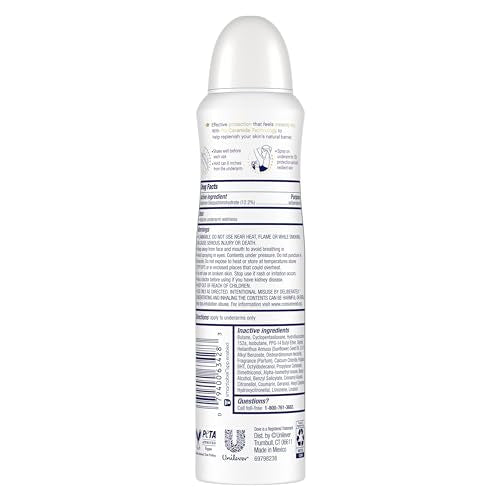 Dove Advanced Care Invisible Dry Spray Antiperspirant Deodorant No White Marks on 100 Colors Sheer Fresh 48-Hour Sweat and Odor