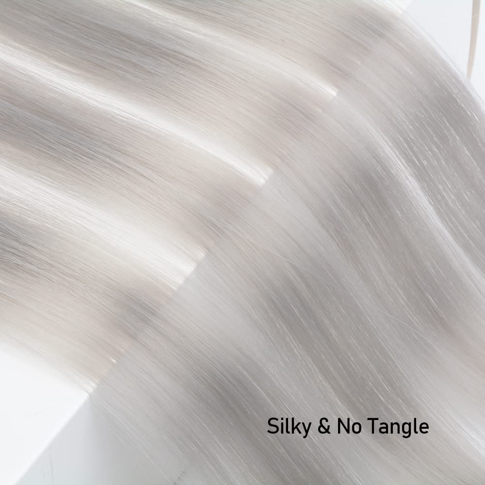 Kgbfass Grey Hair Extensions 20Inch One Color Clip In On Hairpieces Straight Halloween Cosplay Christmas Party Highlights Synthe