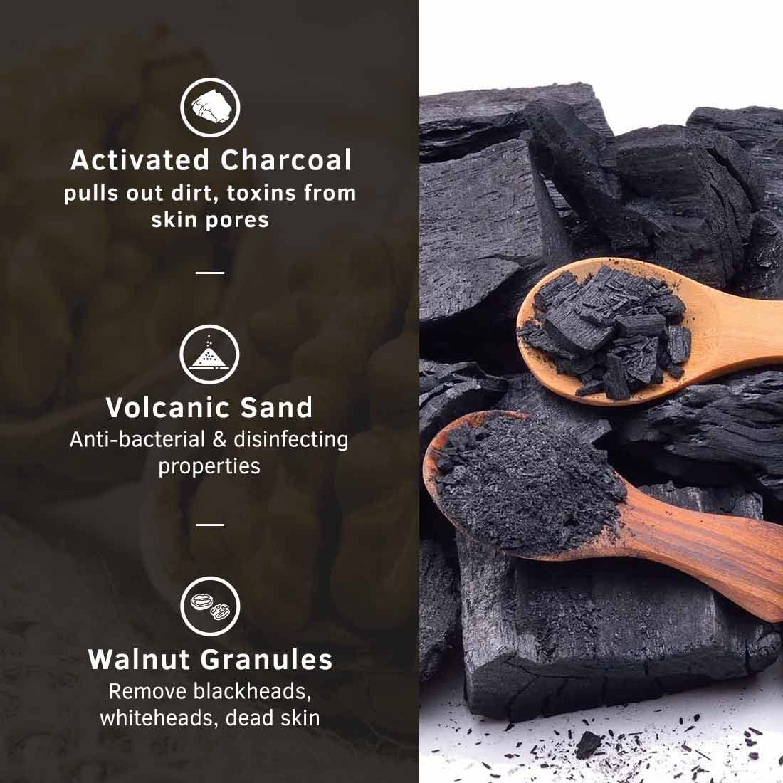 Ustraa Face Scrub for Men - 100g - with Activated charcoal, Tahitian Volcanic Sand & Walnut Granules - Great for Exfoliating ski