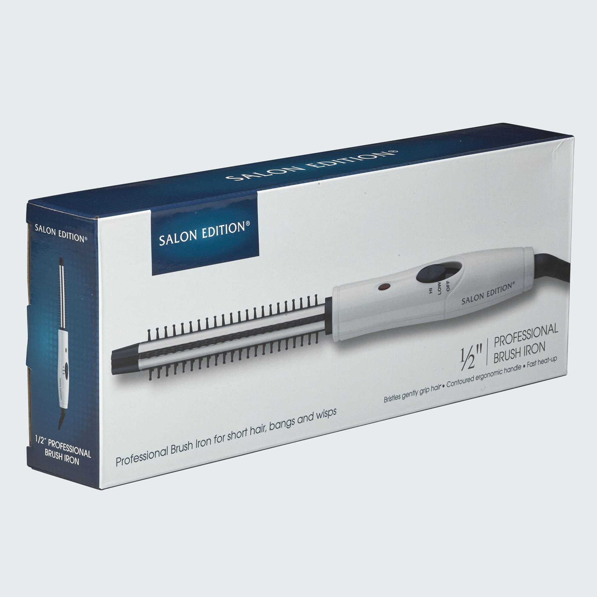 Salon Edition Hair Styling Brush Iron - 1/2" Plastic Brush for Smooth 2nd Day Hair Styles - White Model SE1512