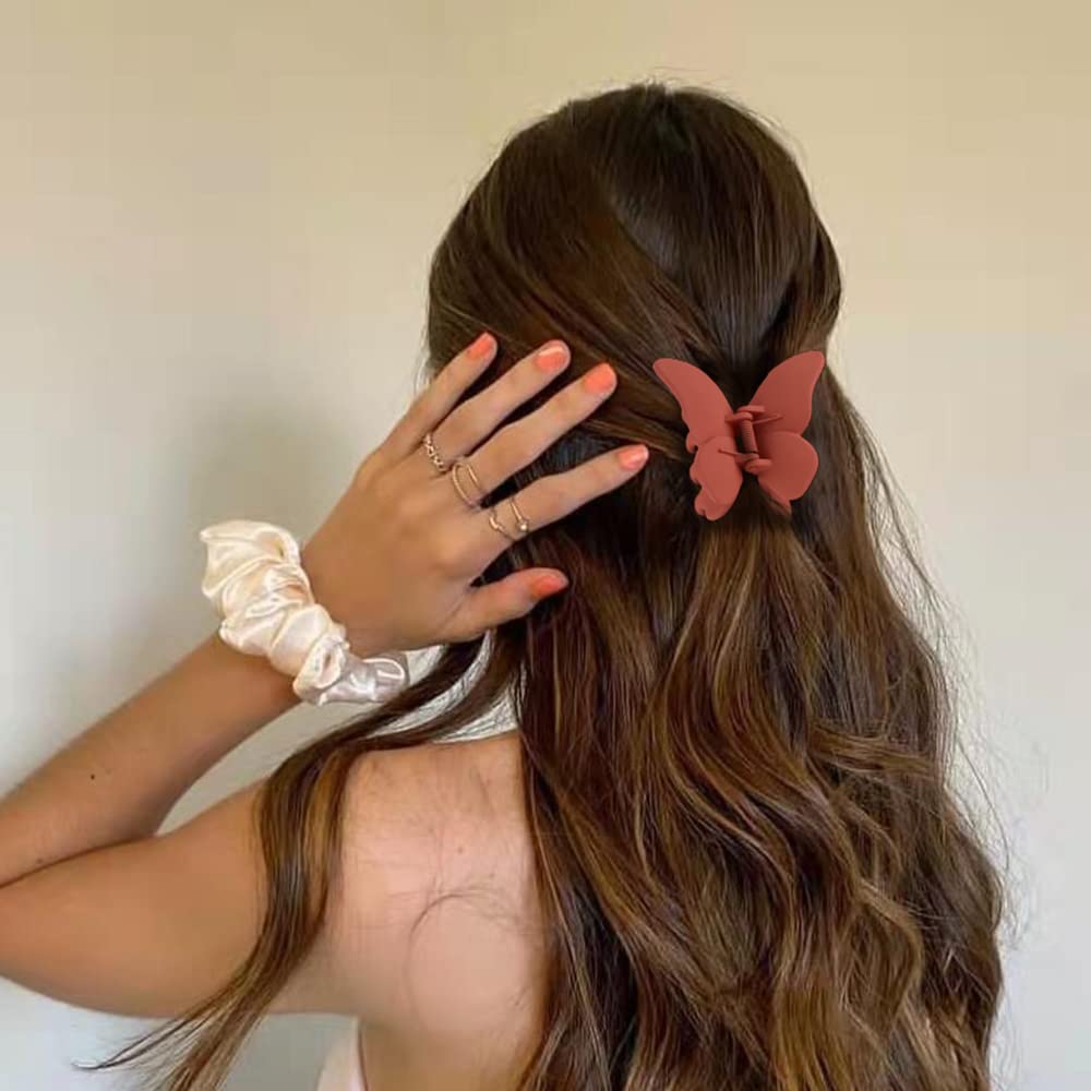 Atoden Butterfly Hair Clips For Women And Girls - 4 Pcs 2.36'' Nonslip Strong Hold Matte Hair Accessories Clamps Jaw Clips For T