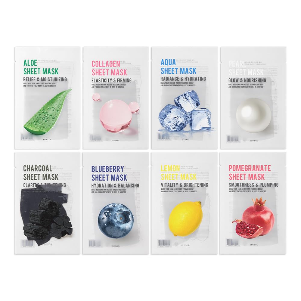 Eunyul [Pack Of 40] Purity Sheet Mask Pack 8 Types X 5 Set Bulk Face Mask Pack Korean Skincare