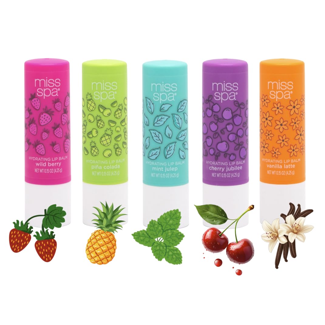 Miss Spa Hydrating Lip Balm Set Moisturizing Lip Care Gift Set for Dry Lips,Nourishing Lip Moisturizer with Shea Butter & Vitami