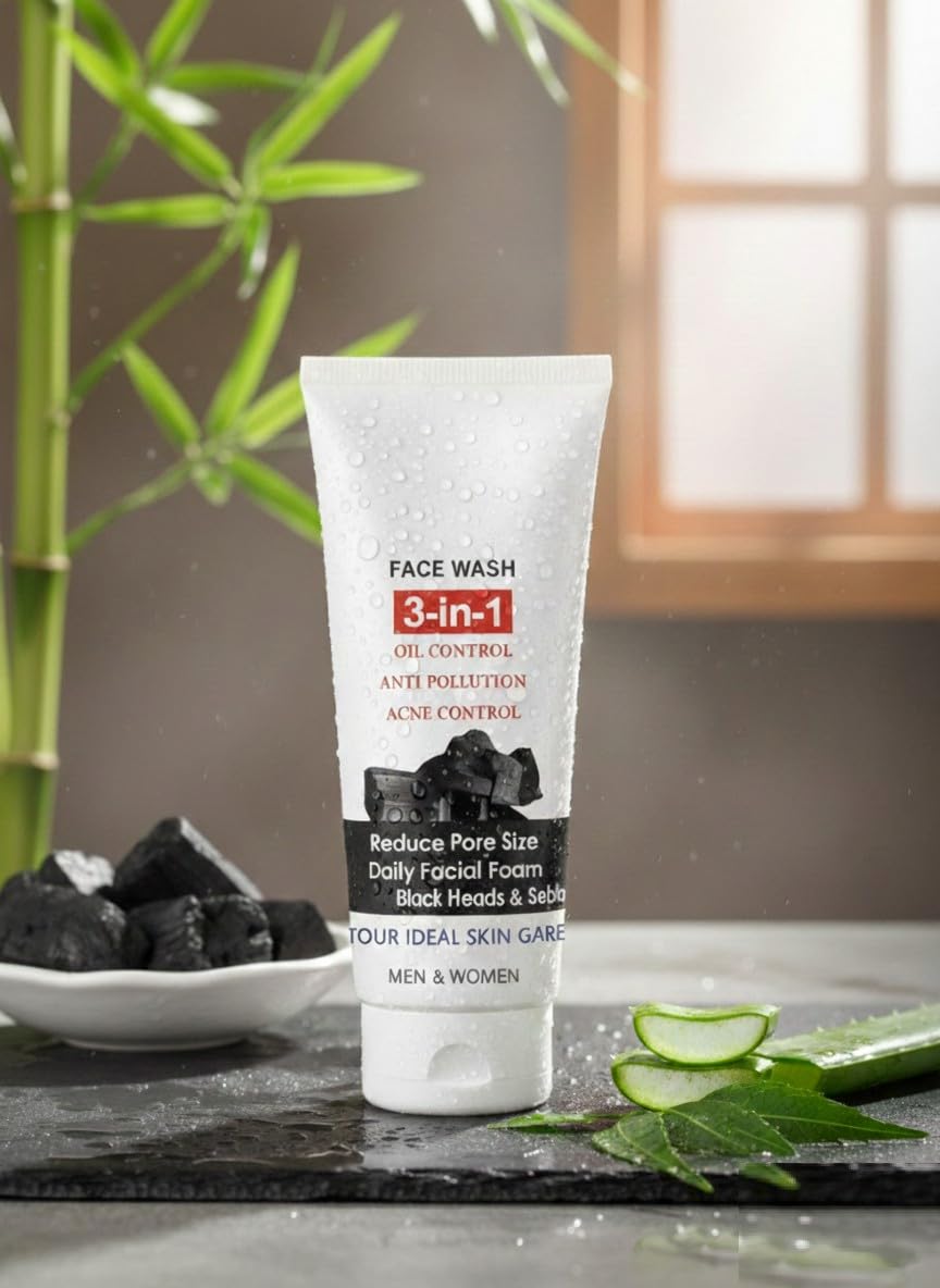 3In1 Face Wash, Oil Control, Anti Pollution, Acne Control, Reduce Pore Size, Daily Facial Foam For Blackheads & Sebum, Men & W