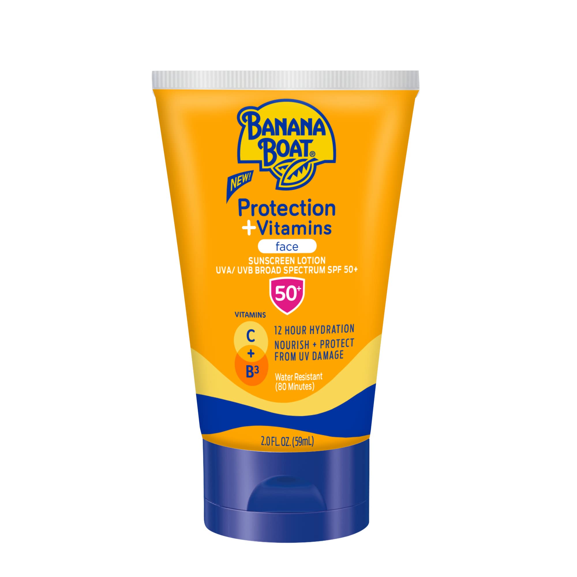 Banana Boat Protection + Vitamins Sunscreen For Face Spf 50 | Travel Size Sunscreen With Vitamin C & Niacinamide For Face | Bana