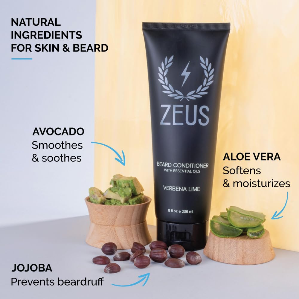 Zeus Beard Conditioner Wash, Cleansing & Moisturizing Beard Wash With Green Tea & Natural Ingredients To Soften Beard - 8 Oz. (M
