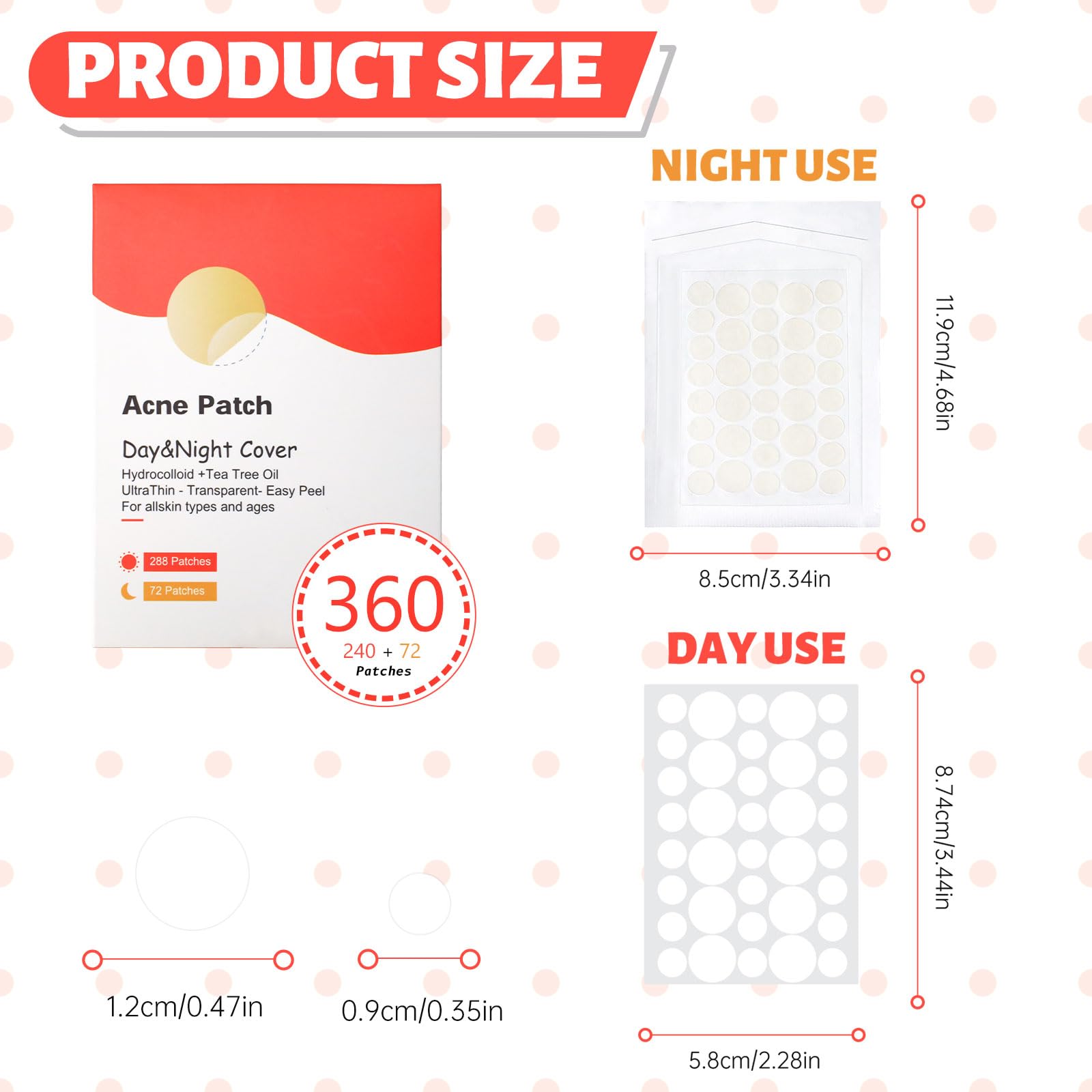 360pcs Pimple Patches for Face, Acne Patches 2 Size, Hydrocolloid Patches for Covering Zits and Blemishes, Invisibly Thin Spot S