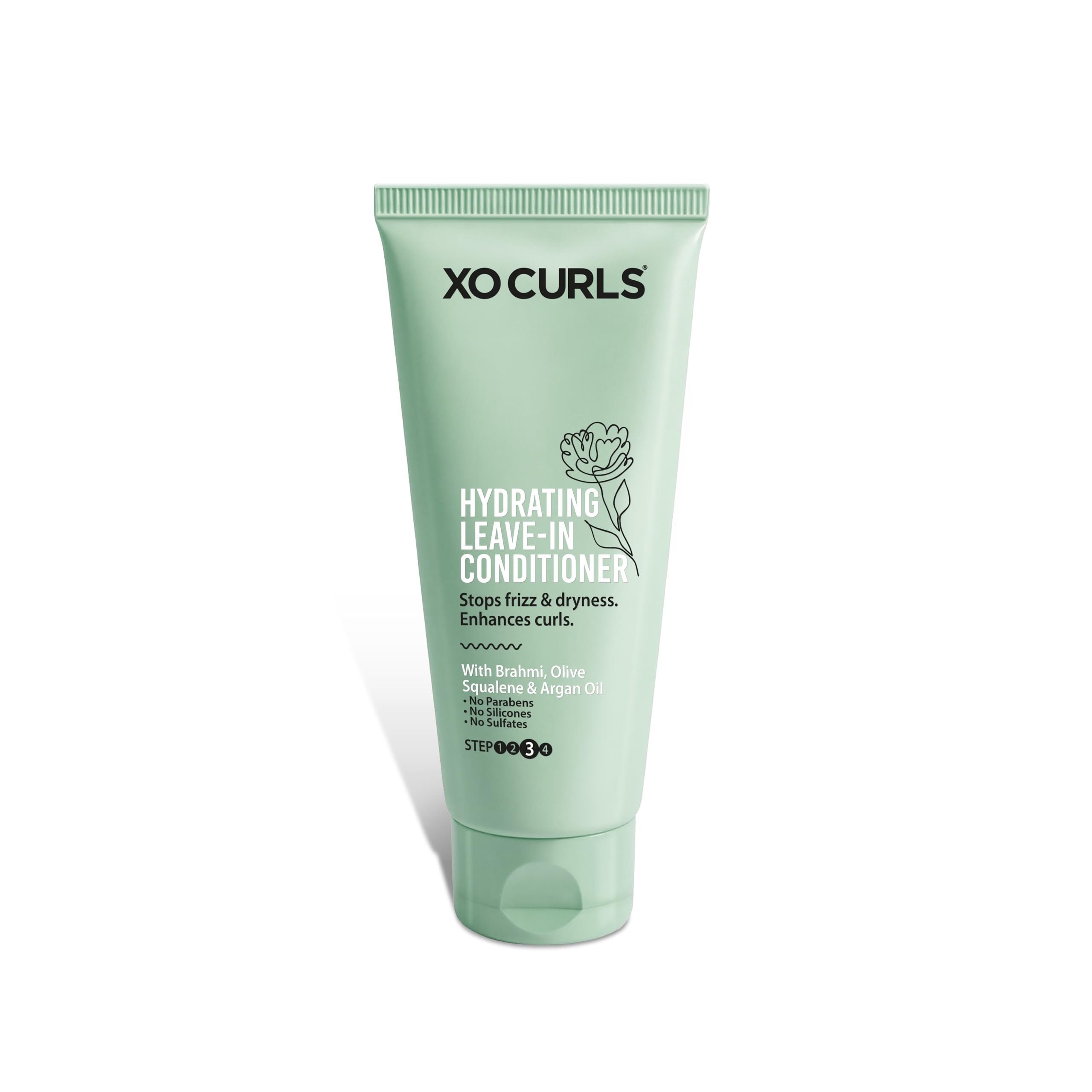 Xo Curls Hydrating Leave-In Conditioner, With Brahmi, Olive Squalene & Argan Oil, For Frizz-Free, Soft & Shiny Hair, No Sulfates